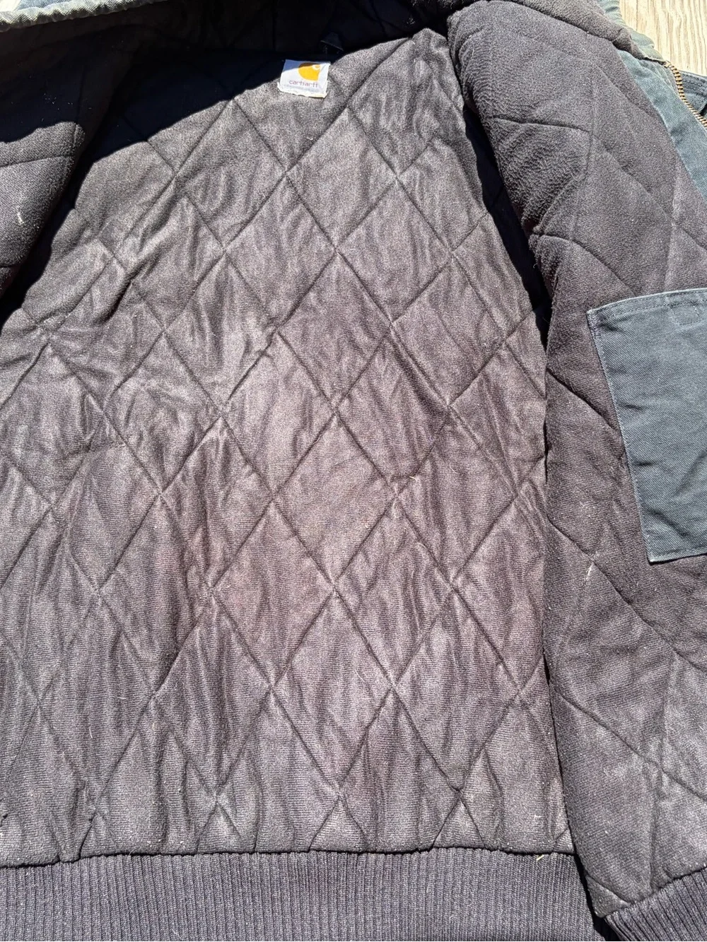 Carhartt J140 2XL Black Duck Canvas‎ Hooded Fleece Quilt Lined Jacket XXL USA